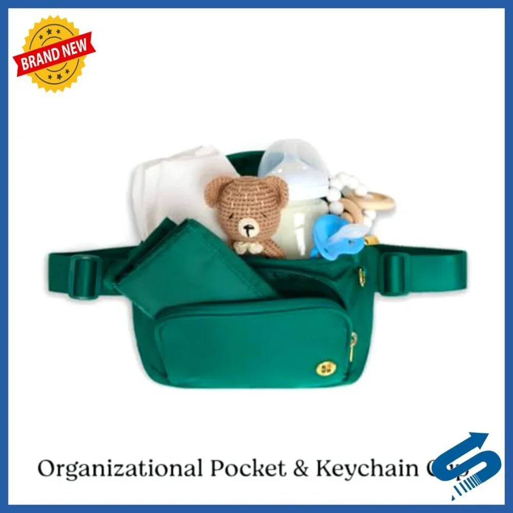 Diaper Waistpack Crossbody Bag with Changing Pad, Water-Resistant Nylon